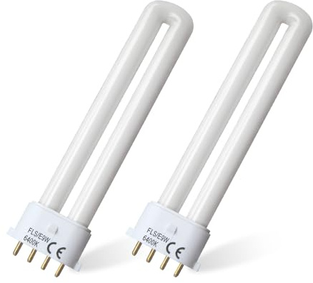 FLS/E9W 6400K - Bombilla de repuesto para bombilla fluorescente de 9 W, base 2G7 de 4 pines, tamaño especial de 5.5 pulgadas, 6400 K (paquete de 2)