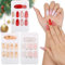 3 Boîte 72pcs Faux Ongles Pointu Noël en ABS Nail Ongles Artificiel Capsule Couverture Complète à Paillettes avec Colle de Gelée Flocon de Neige Strass Décoration DIY Manucure Noël pour Femme Filles