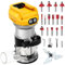 Cordless Compact Router Compatible with Dewalt 20V Battery, 21V 800W Brushless Handheld Palm Routers for Woodworking Hand Edge Trimmer with 15 PCS 1/4 Router Bits Set (No Battery)