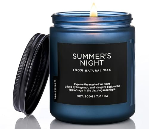 M&SENSE Duftkerze im Glas – Sojawachskerze Sommernacht 200g | Frisches und Fruchtiges Aroma | 50 Stunden Brenndauer | Natürliche Kerze für Entspannung und Urlaubsstimmung