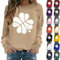 KKvoPiQ Rollkragenpullover Wintersachen Für Damen Langärmelig Rundhalsausschnitt Lässig Florales Muster Pullover - Langarmoberteil Mit Vierblatt-Print Rundhals Sweater Ohne Kapuze