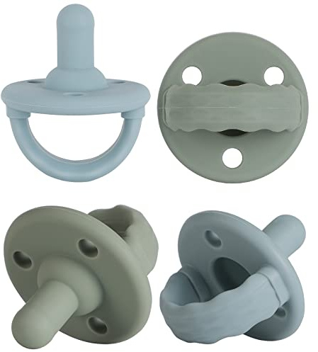 Schnuller 4er-Pack, Baby Soft Silicone Schnuller Für Babys von 0+ Monaten (Sage x2 + Ether x2)