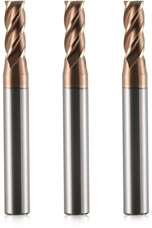3 Stück VHM Fräser Schaftfräser Hartmetal, AlTiN beschichtet 55 HRC 4 Schneiden, bohren, fräsen, schlichten, eintauchen, CNC, Wolframkarbid (5mm)