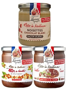 Lucien Georgelin 3 Pâtes à tartiner aux noisettes du Lot et Garonne | Lot panaché, 3 x 400g