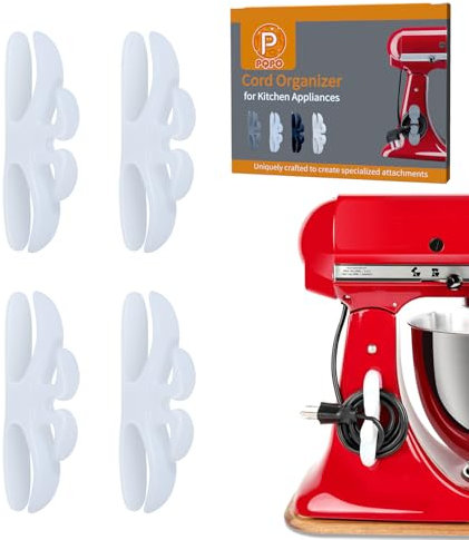 4 Pack Cord Organizer for Kitchen Appliances, Stick On Appliance Wire Organizer Wire Wrapper for Kitchen Appliances Stand Mixers, Coffee Maker (Transparent)