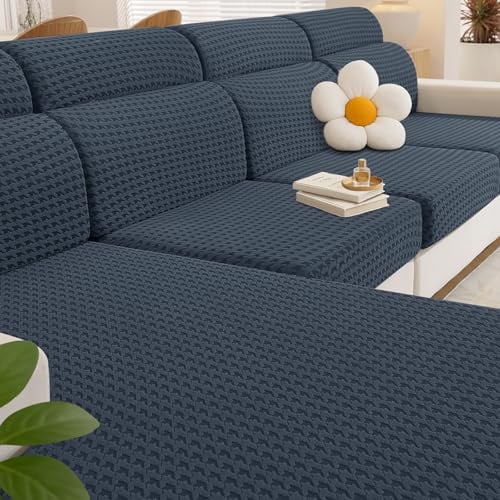 YSTELLAA Stretch Sitzkissenbezug, Sofa Sitzkissenbezug rutschfest, Elastischer Sofa Sitzkissenbezüge, Universal Sitzkissen Bezug Wohnzimmer, Sofaschoner (2 Sitzer, Dunkelgrau)