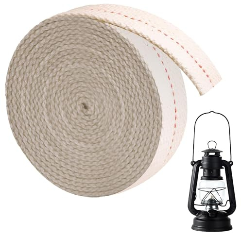 Quwem 6.56 Feet Oil Lamp Wick,1 Inch Flat Cotton Lanterns Wicks | Replacement with Genuine Red Stitch for Kerosene Lanterns Candle Burners and Paraffin Oil Lighting Lamps DIY Accessory