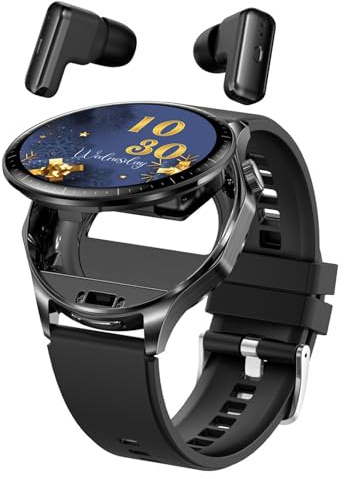 Smartwatch mit Kopfhörer, IP67 Wasserdicht Fitness Tracker Uhr(Schwa)