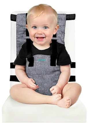 Tischsitz Baby, Tragbare Sitzerhöhung, Hochstuhl Klappbar, Tragbare Sitzhilfe mit Sicherheitsgurt, Reisekindersitz, Baby Campingstuhl, Leicht tragbar & auf die meisten Stühle montiert werden