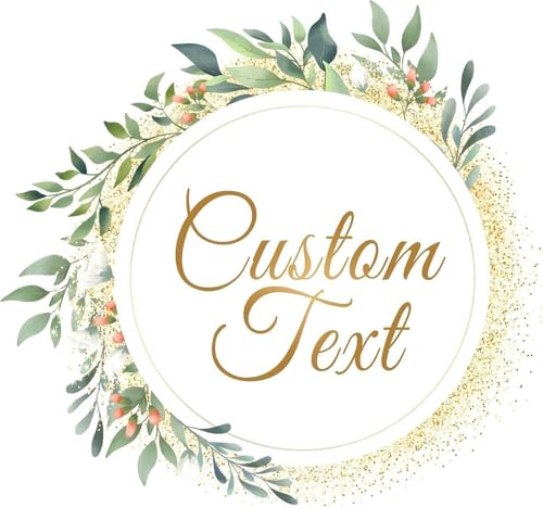 Custom Logo Stickers - Design Your Own Personalized Labels with Text, Image, & Photo - Waterproof, UV Protected, Fade & Heat Cold Resistant - Pack of 100 (Wreath 29, 63mm)