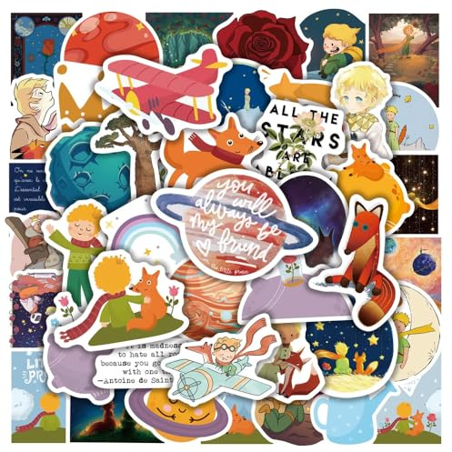 50 Stück bezaubernde Aufkleber mit Motiven aus „Der kleine Prinz“, Cartoons und Anime, geeignet für Wasserflaschen, Laptops, Koffer, Skateboards und Mobiltelefone