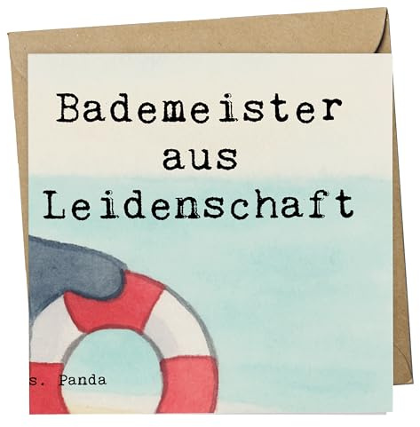 Mr. & Mrs. Panda Klappkarte Bademeister Leidenschaft Design - Geschenk, faltkarte, Glückwunschkarte, Grußkarte, anlasskarte, Spruch, Badeanstalt, doppelkarte, Schwimmbad, Freibad