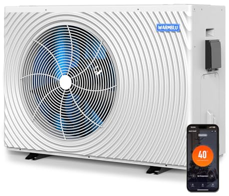 WARMBLU H18 Inverter Pool Wärmepumpe 18 kW | Für Pools bis 79 m³ | Hocheffiziente Poolheizung mit COP 16, über 45% Energieersparnis, WLAN-Steuerung, 6,5 m³/h, Wärmepumpe für Aufstell- & Einbaupools