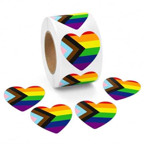 LJalin 500 Stück Pride Sticker, Regenbogen Sticker, Pride Aufkleber in Herzform, LGBTQ Regenbogen Aufkleber, Pride Deko für Pride Month Parades, Scrapbooking, Geschenke