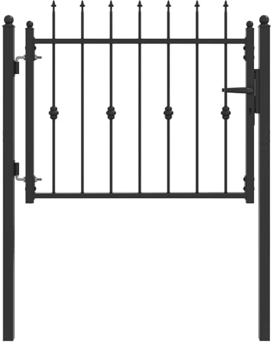 vidaXL Zauntor HORST 100 x 75 cm Metall Schwarz Abschließbar, Gartentor, modernes Metall, stabiler Zaun, wetterfest, schicker Schutz, Eingangsbereich