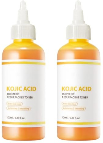 Kojisäure & Kurkuma Resurfacing-Toner: Gleicht den Hautton aus & exfoliert | Hellt auf & glättet Gesicht & Körper | 100 ml