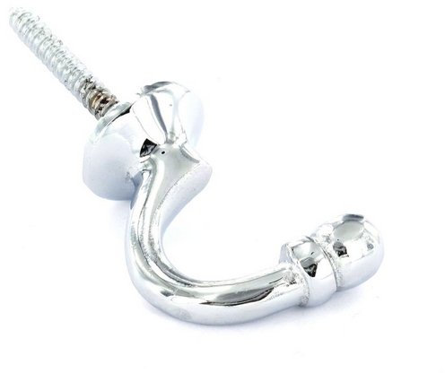 Viti cromate con gancio per tenda ad estremità sferica, 2 pezzi, confezione da 1