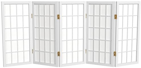 2 ft. Short Desktop Window Pane Shoji Screen - White - 5 Panels