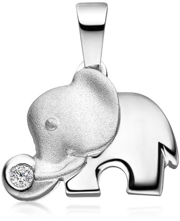 MATERIA by Matthias Wagner Kettenanhänger Elefant Silber 925 rhodiniert mit Zirkonia KA-99-Silber_ohne Kette
