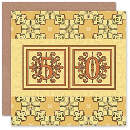 Wee Blue Coo BIRTHDAY ANNIVERSARY FIFTY 50 PATTERN NEW ART GREETINGS GIFT CARD