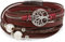 styleBREAKER Wickelarmband mit Perlen, Ketten, Flechtelement und Lebensbaum Anhänger, Magnetverschluss, Armband, Damen 05040070, Farbe:Bordeaux-Rot