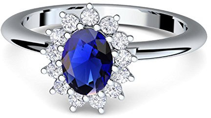 Verlobungsring blauer Stein wie Saphir von AMOONIC mit Zirkonia (wie Kate Middleton) + inklusive Gratis LUXUSETUI! Silber 925 wie Saphir Ring Silberring 925er FF587SS925SAFAZIFA52