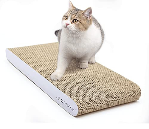AMZNOVA Katzen Kratzpappe Rescratch Katzen Kratzbrett, Kratzpappe mit Katzenminze, Kratzbrett Kratzbretter Katzenkratzbrett, Schmal, Elfenbein