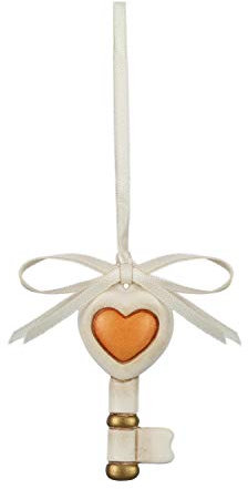 THUN - Chiave con Cuore da Appendere - Bomboniera, Regalo di Coppia - Ceramica - 3 x 6 cm