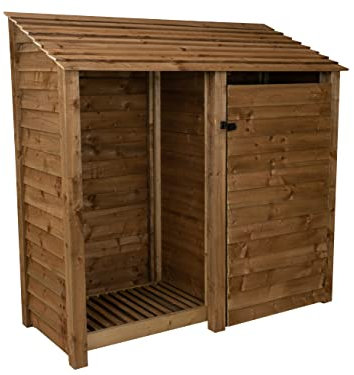 Arbor Garden Solutions wooden tool and log store 6ft, outdoor storage (W-187cm, H-180cm, D-88cm), brown finish (Without shelf)