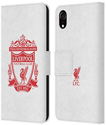 Head Case Designs Offizielle Liverpool Football Club Weiss Crest 2 Leder-Wallet-Hülle Kompatibel mit Apple iPhone XR