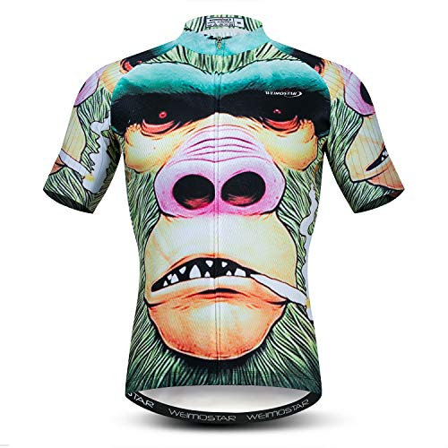 Herren Radtrikot Tops 3D Druck Fahrrad Shirts Kurzarm Full Zipper Fahrradjacke Taschen, Nase, Mittel