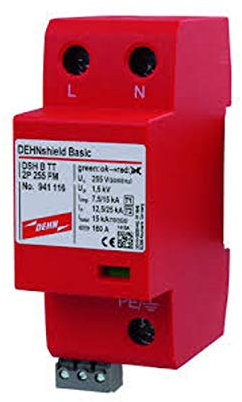 Dehnshield Basic Scaricatore combinato per reti monofase Tipo 1 + Tipo 2 Protegge Impianto Fulmini DSH B TT 2P 255 FM 941116