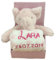 Kinder Baby Set mit Name & Geburtsdatum bestickt (auf der Decke) inkl. Plüsch Stofftier - Geschenk Taufe Geburt/CE-Zertifizierung (Elefant/Rosa)