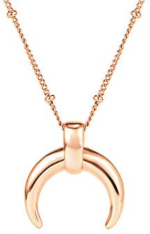 MENDOZZA Damen Hals-Kette Halb-Mond Silber Gold Roségold Edelstahl Sichel Collier 18 Karat Damen-Schmuck (Rosegold, 50)
