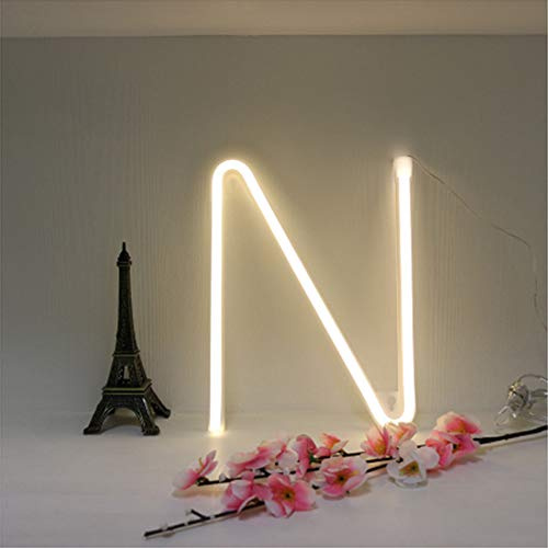 LED Warm White Letters Neon Lights Alphabet Lights Marquee Letters Night Lights Party Lamp Battery/USB Operated Best Wall Hanging for Wall Bedroom Wedding Birthday Party Christmas Decorations(N)