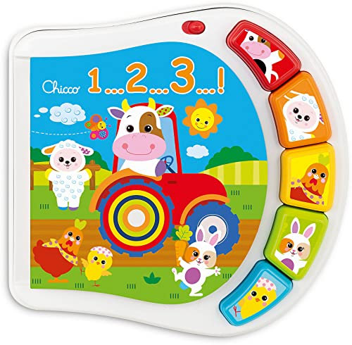 Chicco El Libro De Los Animales De La Granja, Libro Educativo Infantil Electrónico, Enseña Animales, Números y Formas, Páginas Reforzadas, Primeros Juguetes Bebés y Niños 6 meses, Multicolor