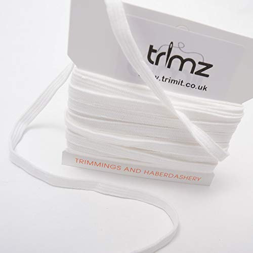 Trimz Élastique plat tressé Blanc 6 mm x 5 m