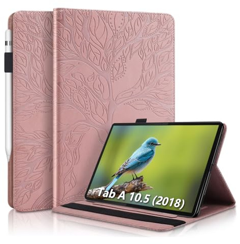 Aswant Coque pour Samsung Tab A 10.5 2018 SM-T590/SM-T595,Or Rose | Cuir PU,Portefeuille BookStyle,Flip Supporter Function,Cover Fente pour Carte Housse Tablette pour Galaxy Tab A 10.5