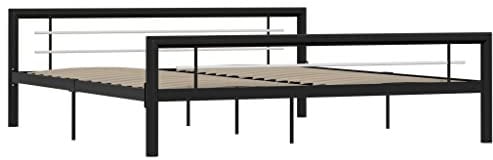 vidaXL Bettgestell Bett Metallbett Schlafzimmerbett Doppelbett Bettrahmen Schlafzimmermöbel Ehebett Lattenrost Schwarz Weiß Metall 180x200cm