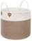 SONGMICS Panier en corde de coton, Corbeille à linge, avec poignées, 50L, Panier de rangement, pour jouets, linge, vêtements, salon, chambre, 40 x 30 cm (ø x H), Marron et Beige LCB441N01