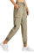 Libin Damen Cargohose Jogginghose Leichter Trekkinghose Wanderhose Schnelltrocken Wasserdicht Outdoorhose Sportlich Freizeit Reise, Khaki, M