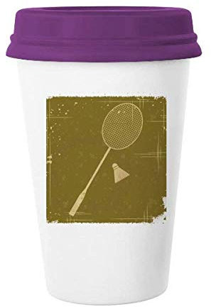 Sport Badminton Illustration Pattern Coffee Mug Glass Pottery Ceramic Cup Lid Gift