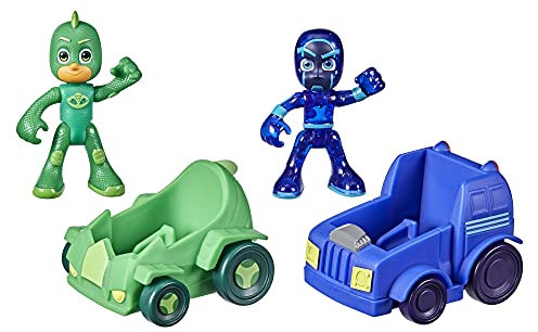 PJ Masks Gecko vs Night Ninja Fahrzeuge Battle-Pack Vorschulspielzeug, Fahrzeug und Figurenset für Kinder ab 3 Jahren, F2841, Mehrfarbig