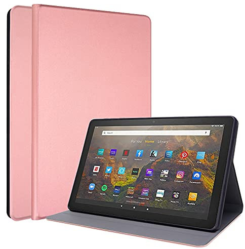 TECHGEAR Funda Smart Slim para el Amazon Fire HD 10 (10,1) / HD 10 Plus (11ª generación, Modelo del 2021) - Carcasa Delgada con Soporte Plegable y Protección Angular [Auto-Sueño/Estela] - Oro Rosado