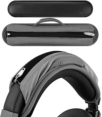 Geekria Medium Hook and Loop Headband Cover + Pad Set/Headband Protector with Zipper/DIY Installation No Tool Needed, Compatible with ATH Bose Beats JBL Hyperx Sony Headphones (Grey)