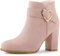Allegra K Stivaletti da donna con zip laterale con tacco grosso, Rosa polvere., 39 EU