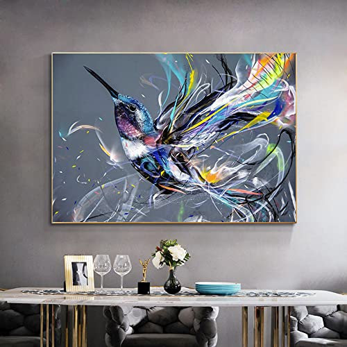 Leinwand Kunst Malerei Graffiti Kunst Abstrakte Kolibri Poster und Drucke Wandkunst Bild für Wohnzimmer Cuadros Wohnkultur 70x100cm Rahmenlos