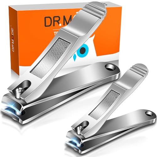 Nail Clippers -2pc Professional Toenail Clippers Ultra Sharp Stainless Steel Built-in File Nail Cutter Set for Fingernail and Toenail