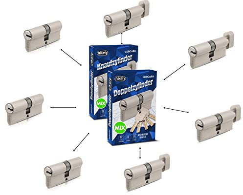 GERCAR Pro Schließzylinder MIX 7er gleichschließend nach Wunsch kombinierbar aus 7 Profilzylinder oder Knaufzylinder 60/70 / 80/90 mm inkl. 35 Schlüssel - One Key System frei konfigurieren