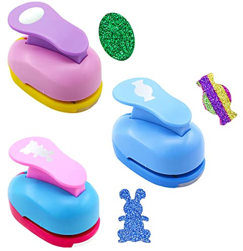 3 Stück Papierstanzer Set, Waldspring Motivlocher Stanzer Ausstanzer Set, Papierstanzer Set Ostern, Papier Ausstanzer Motivlocher, Motivstanzer (Maschinenfarbe zufällig)
